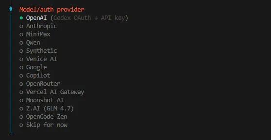 QuickStart 模型选择